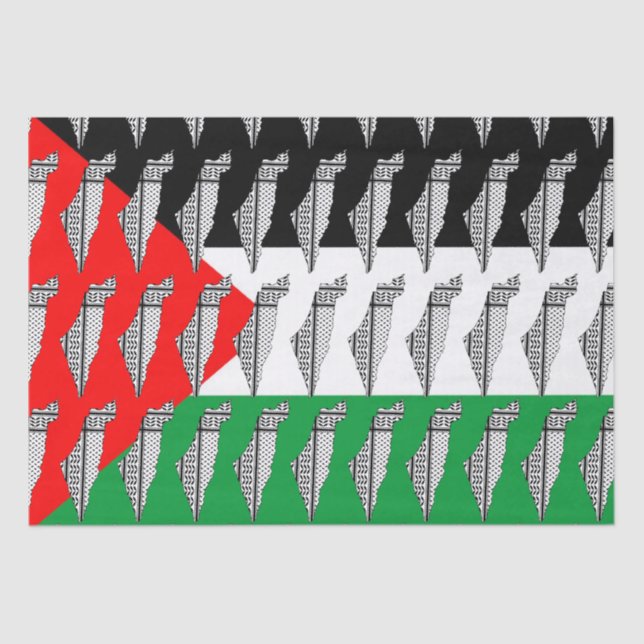  Palestine Flag and Map with Keffiyeg Pattern Tissue Paper (Front)