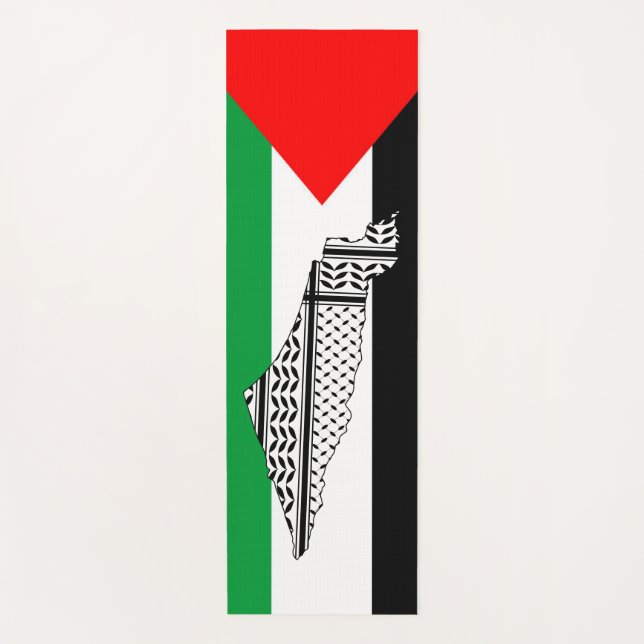 Palestine Flag and Map with Keffiyeg Pattern Yoga Mat (Front)