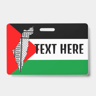Palestine Flag and Map with Keffiyeg Traditional P ID Badge