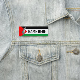 Palestine Flag and Map with Keffiyeg Traditional P Name Tag