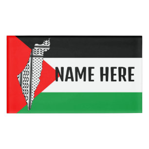 Palestine Flag and Map with Keffiyeg Traditional P Name Tag
