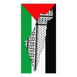 Palestine Flag and Map with Keffiyeg Traditional P Photo Print