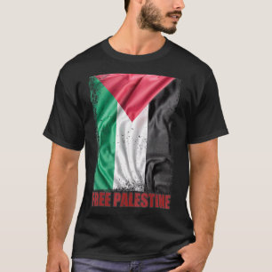 Palestine Flag Arabic Palestinian Distressed Free  T-Shirt