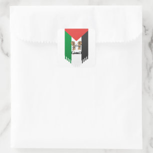  Palestine flag Arabic text Square Sticker