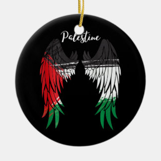 Palestine Flag Dad On Back Side Palestinian Angel Ceramic Ornament
