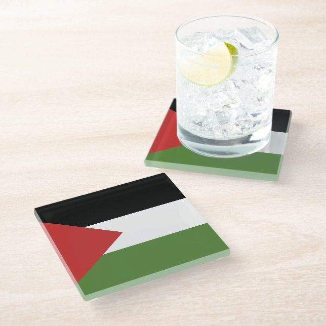 Palestine flag glass coaster (Angled)