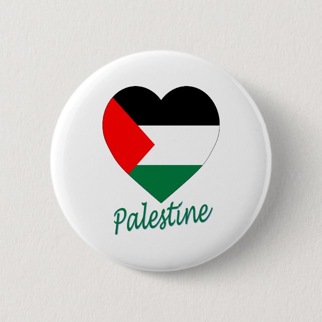Palestine Flag Heart 6 Cm Round Badge (Front)
