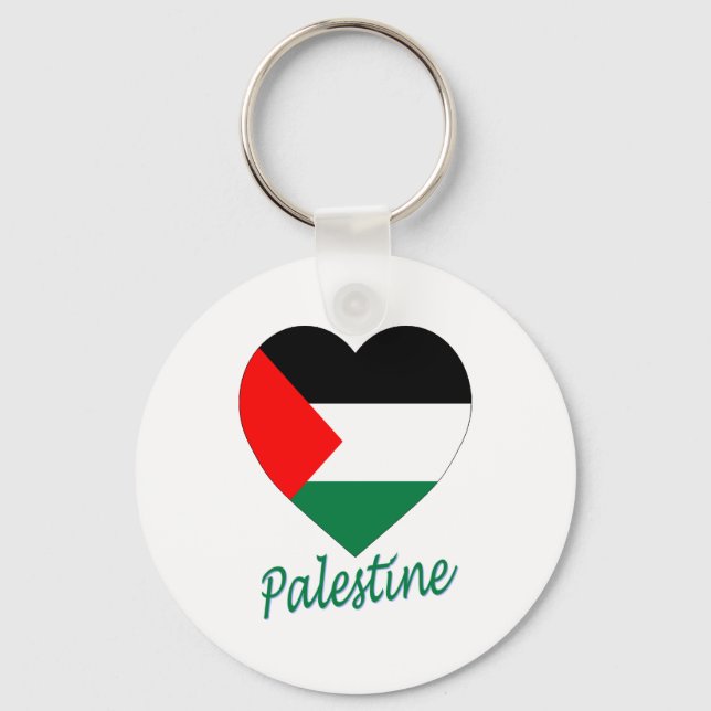 Palestine Flag Heart Key Ring (Front)