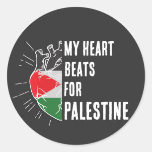 Palestine Flag Human Heart Classic Round Sticker