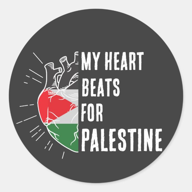 Palestine Flag Human Heart Classic Round Sticker (Front)