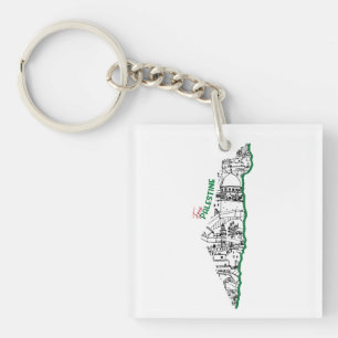 Palestine flag inside its map, Visit Palestine Key Ring