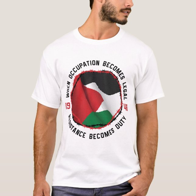 Palestine Flag Occupation Resistance Human Rights T-Shirt (Front)