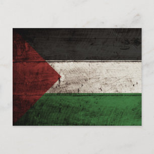 Palestine Flag on Old Wood Grain Postcard