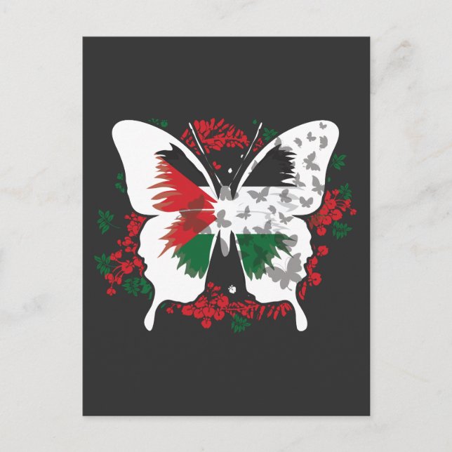 Palestine Flag Palestinians Butterfly Graphic Postcard (Front)