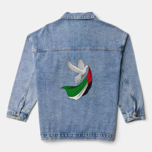 Palestine Flag, Peace Pigeon, Denim Jacket