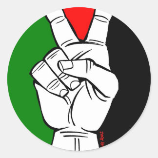 PALESTINE FLAG PEACE SIGN CLASSIC ROUND STICKER