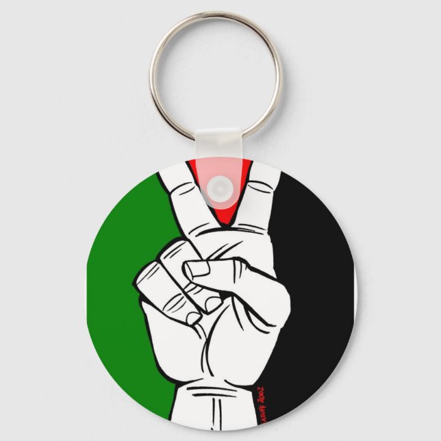 PALESTINE FLAG PEACE SIGN KEY RING (Front)
