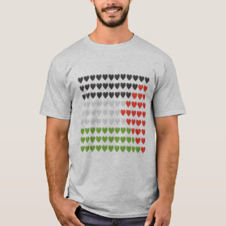 Palestine flag , red black and green hearts,   T-Shirt