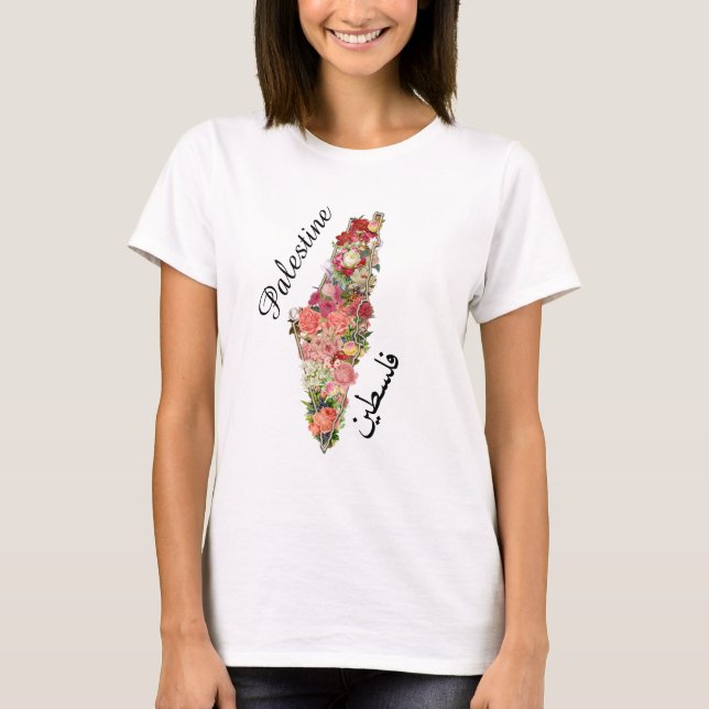 Palestine Floral Map Womens T-Shirt (Front)