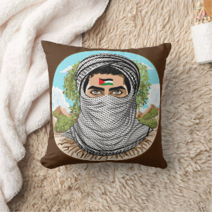 Palestine Freedom Fighter Portrait Cushion