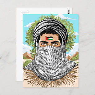 Palestine Freedom Fighter Portrait Postcard