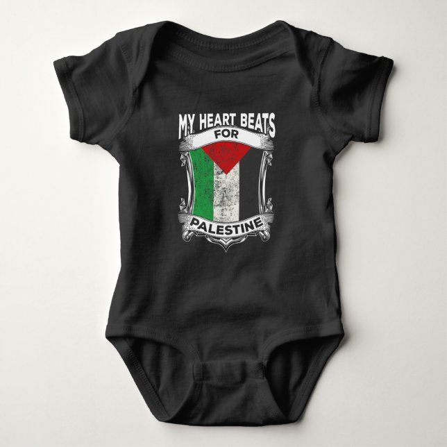 Palestine Heart Gaza Peace Palestinian Roots Baby Bodysuit (Front)