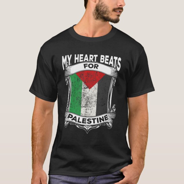 Palestine Heart Gaza Peace Palestinian Roots T-Shirt (Front)