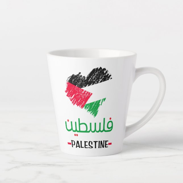 Palestine heart tote bag latte mug (Right)