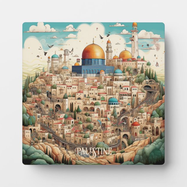 Palestine Illustration Tabletop Plaque with Easel (Front)