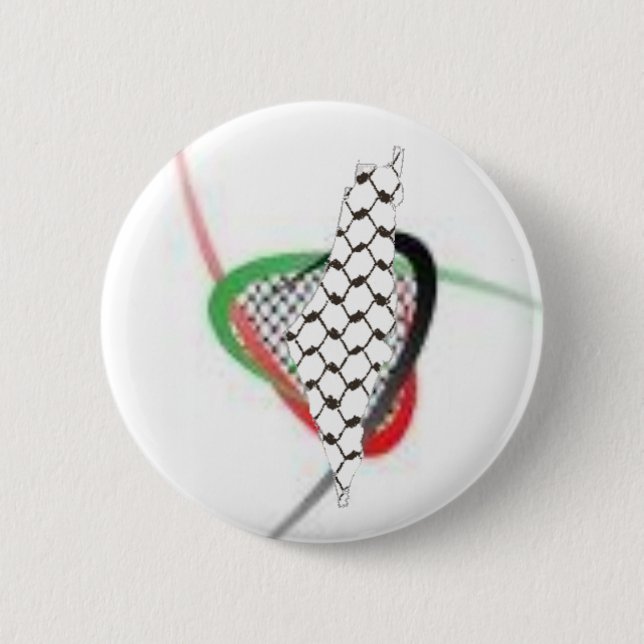 Palestine in our hearts 6 cm round badge (Front)