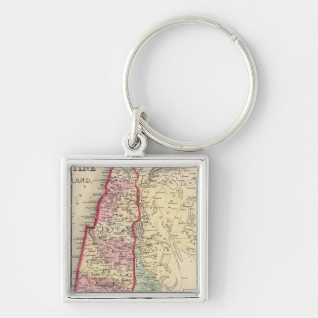Palestine, Jerusalem Map by Mitchell Key Ring (Front)