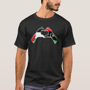 Palestine Libya Flag Palestinian Libyan Heart T-Shirt