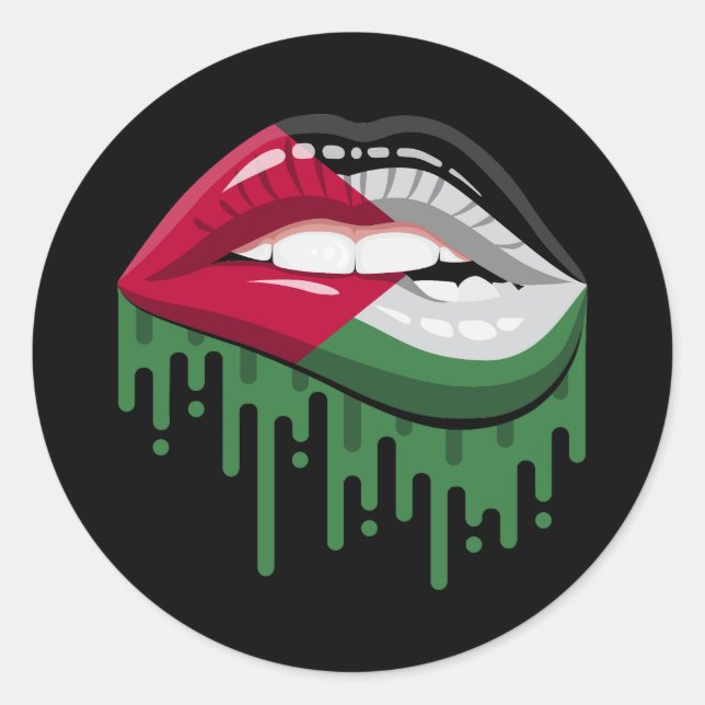 Palestine lips pride root flag classic round sticker (Front)