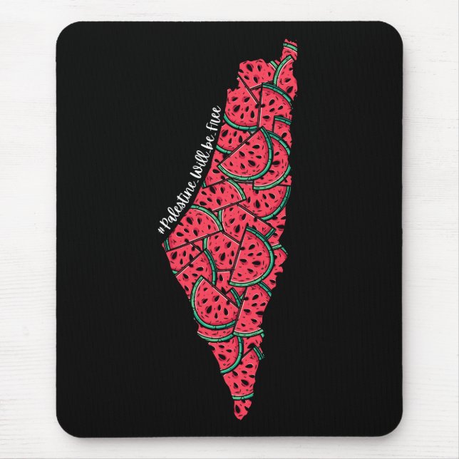 Palestine Map full of Watermelons | Free palestine Mouse Pad (Front)