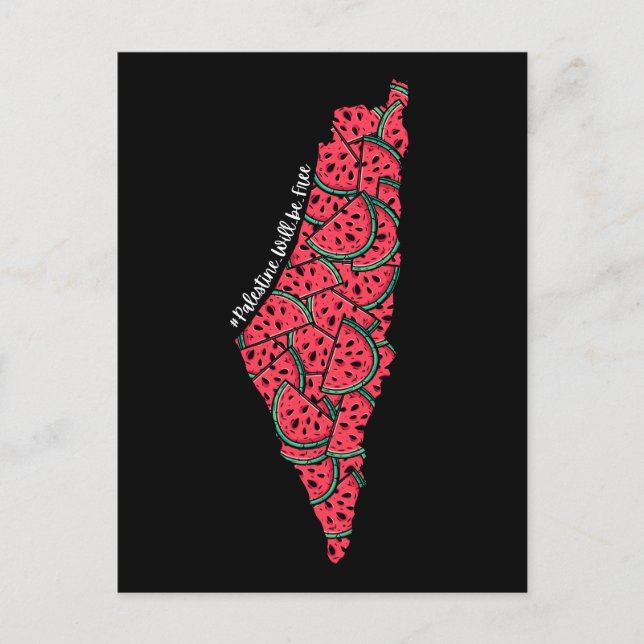 Palestine Map full of Watermelons | Free palestine Postcard (Front)