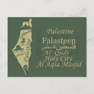 Palestine map illustration design palastinian art postcard