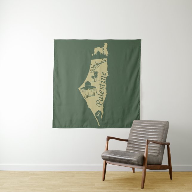 Palestine map illustration design palastinian art tapestry (In Situ)