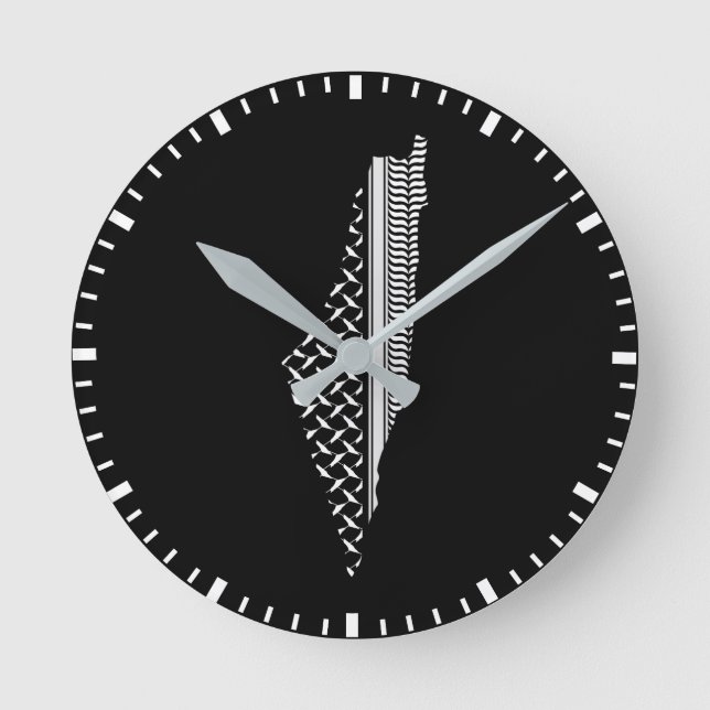 Palestine Map Keffiyeh filistin Round Clock (Front)