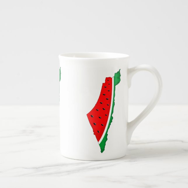 Palestine Map Watermelon Symbol of freedom Bone China Mug (Right)