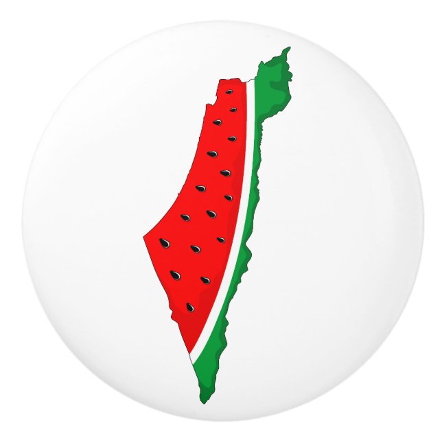 Palestine Map Watermelon Symbol of freedom Ceramic Knob (Front)