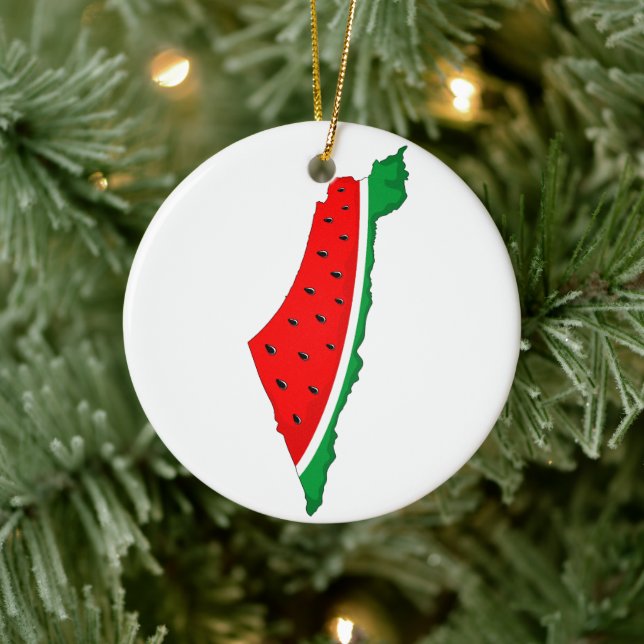 Palestine Map Watermelon Symbol of freedom Ceramic Ornament (Tree)