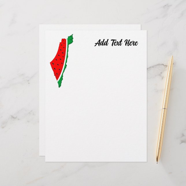 Palestine Map Watermelon Symbol of freedom Custom Letterhead (Front/Back In Situ)
