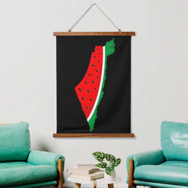 Palestine Map Watermelon Symbol of freedom Hanging Tapestry (Living Room)