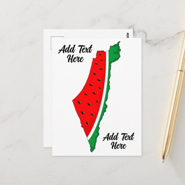 Palestine Map Watermelon Symbol of freedom Postcard (Front/Back In Situ)
