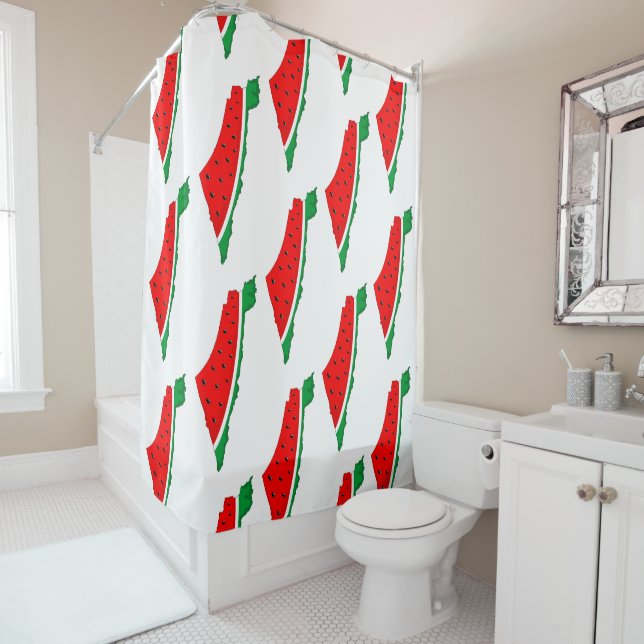 Palestine Map Watermelon Symbol of freedom Shower Curtain (In Situ)