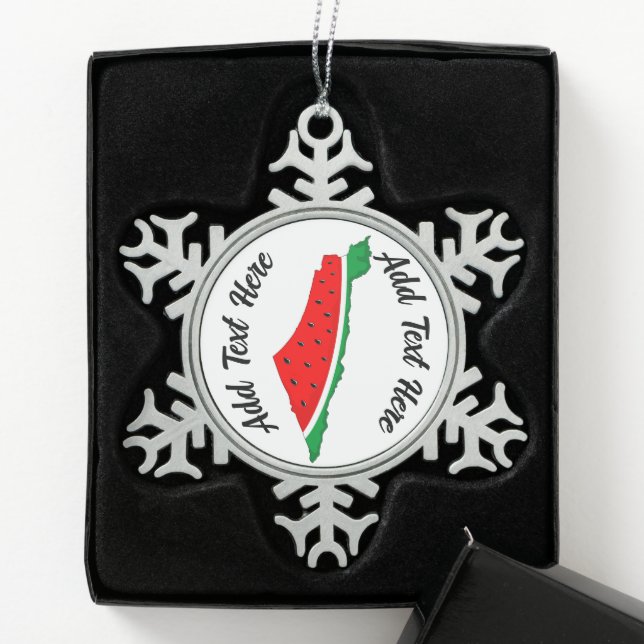 Palestine Map Watermelon Symbol of freedom Snowflake Pewter Christmas Ornament (Box)
