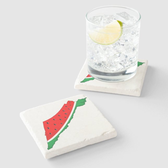 Palestine Map Watermelon Symbol of freedom Stone Coaster (Side)