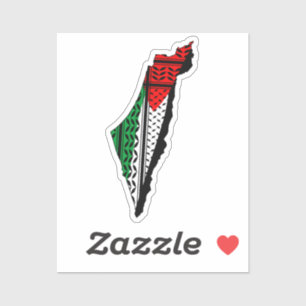 Palestine Map whith Flag and Keffiyeg Pattern