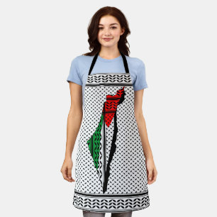 Palestine Map whith Flag and Keffiyeg Pattern Apron