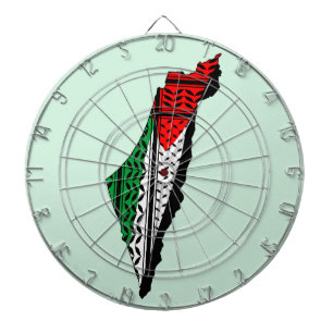 Palestine Map whith Flag and Keffiyeg Pattern Dartboard